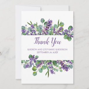 Lavender Eucalyptus Floral Botanical Wedding Thank You Card