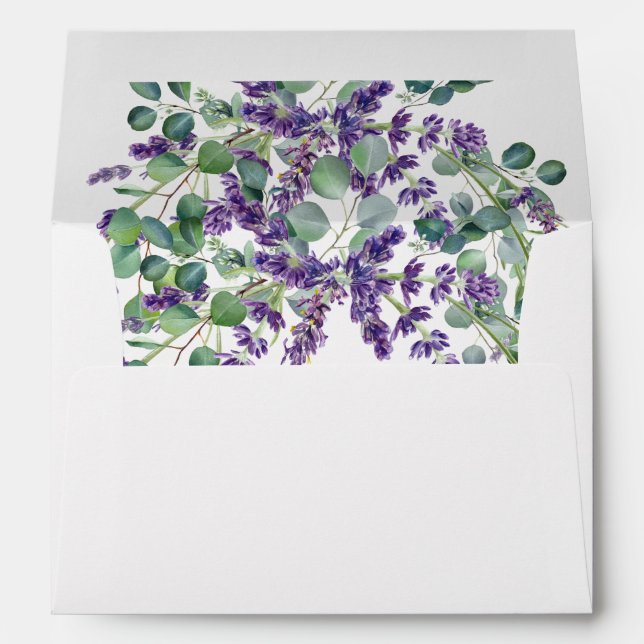 Lavender Eucalyptus Floral Elegant Wedding Envelope (Back (Bottom))