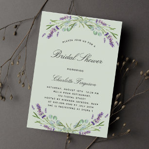 Lavender eucalyptus floral green bridal shower invitation