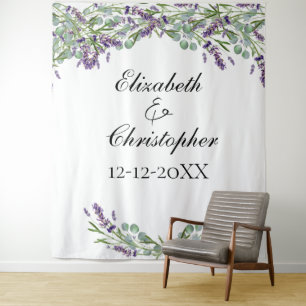 Lavender Eucalyptus Floral Wedding Photo Backdrop Tapestry