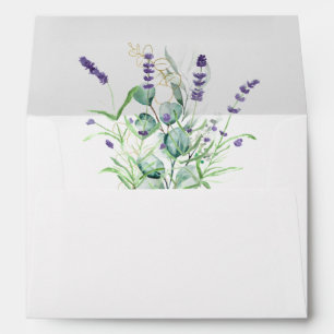 Lavender Eucalyptus Flowers Wedding Return Address Envelope