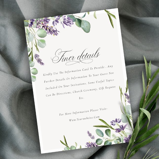 Lavender Eucalyptus  Foliage Wedding Details Enclosure Card (Creator Uploaded)