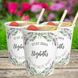 Lavender eucalyptus greenery Bachelorette party Paper Cups
