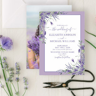 Lavender Eucalyptus Greenery Photo Wedding Invitat Invitation