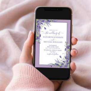 Lavender Eucalyptus Greenery Photo Wedding Invitat Invitation