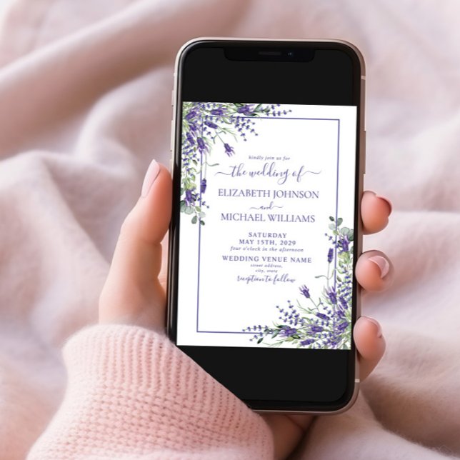 Lavender Eucalyptus Greenery Photo Wedding Invitation (Creator Uploaded)