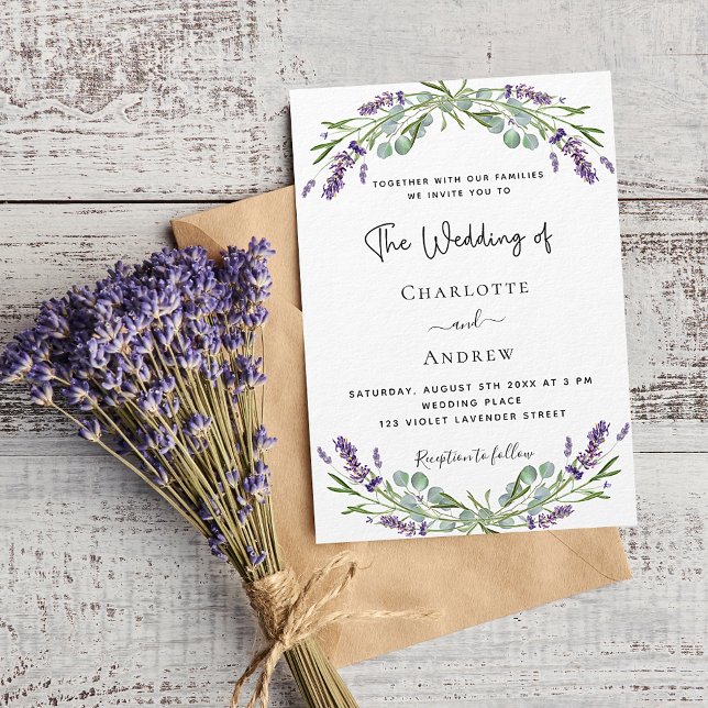 Lavender eucalyptus greenery violet luxury wedding invitation (Creator Uploaded)