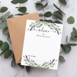 Lavender eucalyptus greenery wedding advice card<br><div class="desc">White background,  decorated with lavender florals and eucalyptus greenery.  Personalise and add your names.

1 sheet = 1 advice card printed edge to edge.</div>