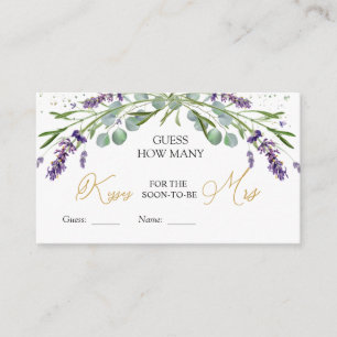 Lavender Eucalyptus Guess How Many Kisses Game Enclosure Card