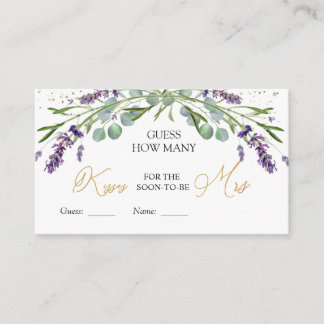 Lavender Eucalyptus Guess How Many Kisses Game Enclosure Card