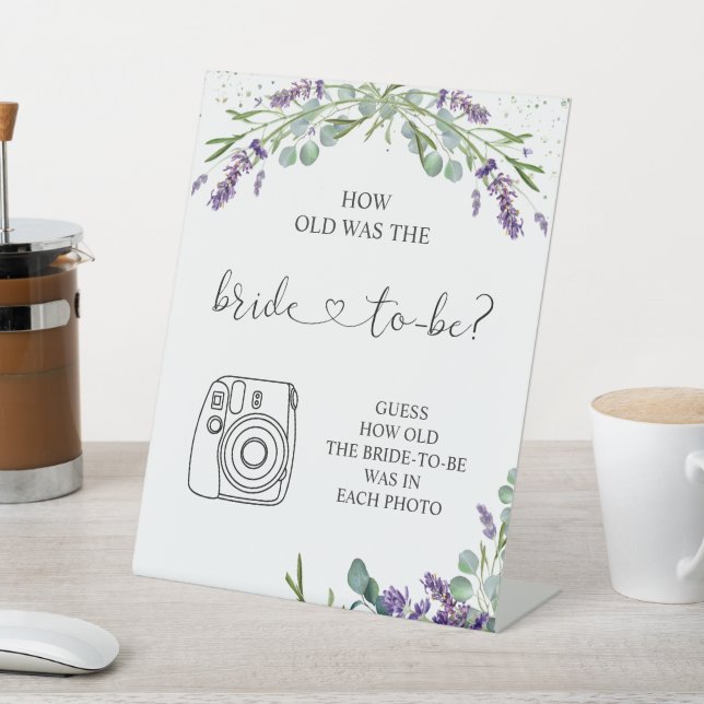 Lavender Eucalyptus How Old Was the Bride Pedestal Sign (In SItu)
