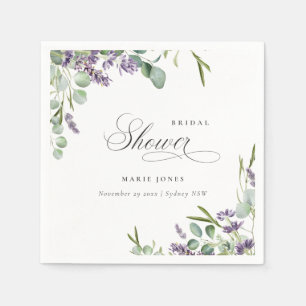 Lavender Eucalyptus Leafy Foliage Bridal Shower Napkin