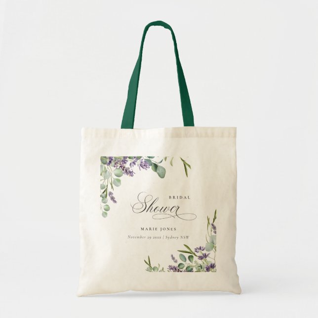 Lavender Eucalyptus Leafy Foliage Bridal Shower Tote Bag (Front)