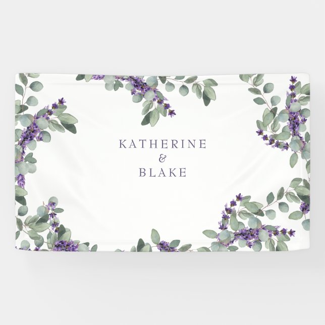 Lavender & Eucalyptus Names Wedding Banner (Horizontal)
