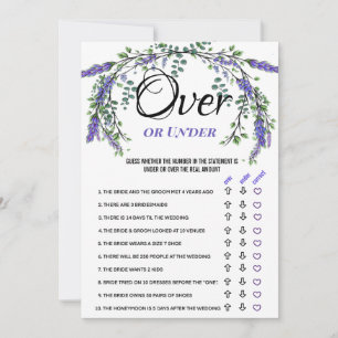 Lavender eucalyptus Over Under Bridal Shower Game Invitation