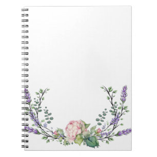 Lavender Eucalyptus pink floral roses peonies Notebook