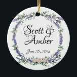 Lavender Eucalyptus pink white roses Ceramic Tree Decoration<br><div class="desc">To get started changing names and event details, click on "Personalise this template" and edit the wording in the template boxes. To access the more advanced editing tools, scroll down to "Click to customise further". Once you are in Zazzle's design tool, you can edit fonts, placement, colour, sizing, and more!...</div>