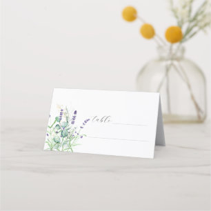 Lavender Eucalyptus Purple Flower Wedding Place Card