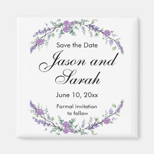Lavender eucalyptus purple roses magnet