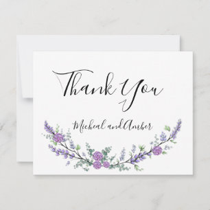 Lavender  Eucalyptus purple roses Thank You Card