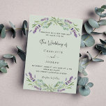 Lavender eucalyptus sage green wedding  invitation<br><div class="desc">A sage green background decorated with lavender flowers and eucalyptus greenery. Personalise and your names and details.</div>