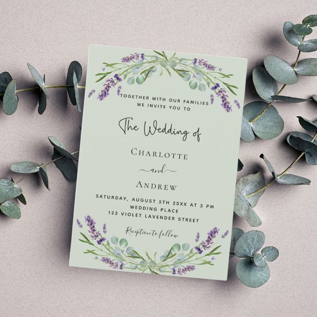 Lavender eucalyptus sage green wedding  invitation (Creator Uploaded)