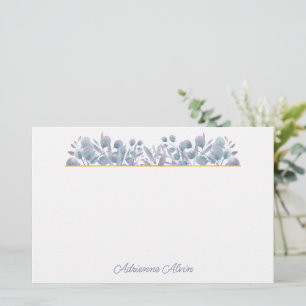 Lavender Eucalyptus Watercolor Border Stationery