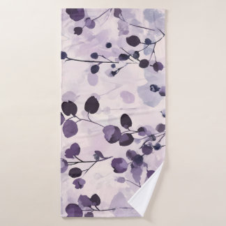 Lavender Eucalyptus Watercolor Floral Bath Towel