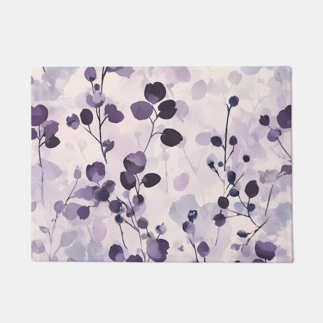 Lavender Eucalyptus Watercolor Floral  Doormat (Front)