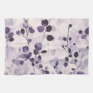 Lavender Eucalyptus Watercolor Floral Tea Towel