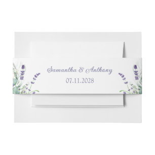 Lavender Eucalyptus Watercolor Herbs Purple  Invitation Belly Band