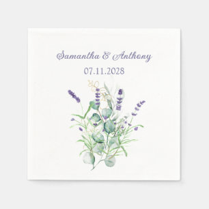 Lavender Eucalyptus Watercolor Herbs Purple Napkin