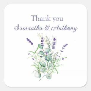 Lavender Eucalyptus Watercolor Herbs Wedding Square Sticker