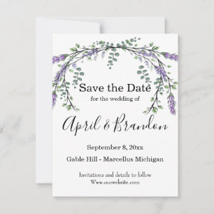 Lavender Eucalyptus watercolor painting  Save The Date