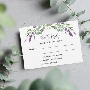 Lavender eucalyptus wedding response RSVP Card