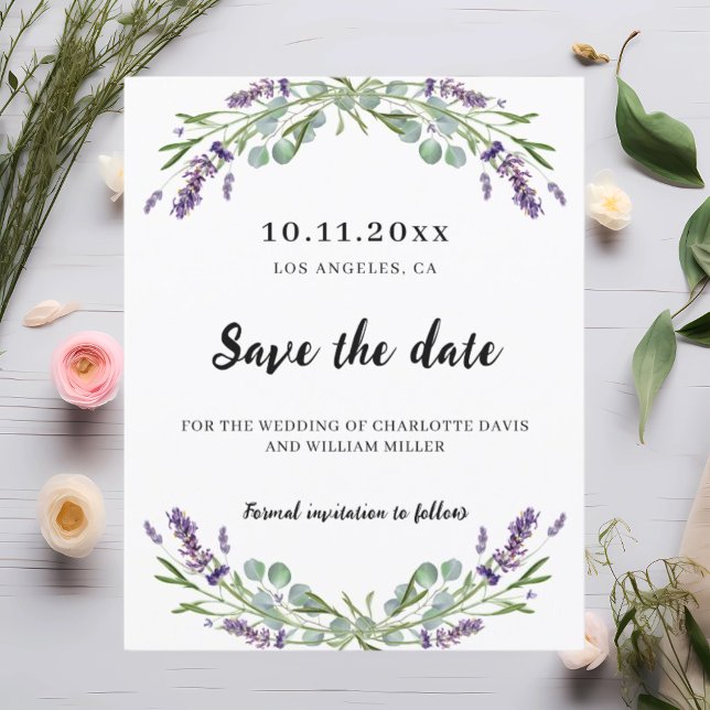 Lavender eucalyptus wedding save the date flyer (Creator Uploaded)