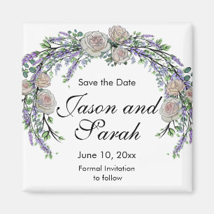 Lavender eucalyptus white pink roses magnet