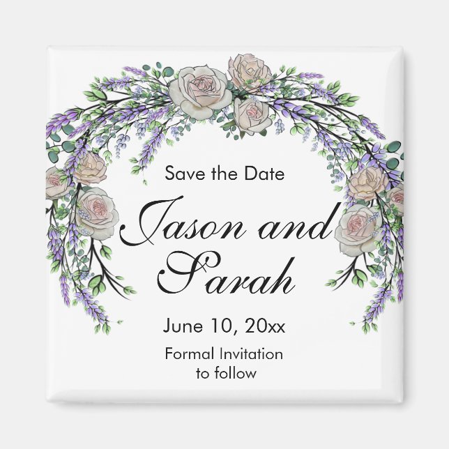 Lavender eucalyptus white pink roses magnet (Front)