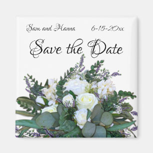 Lavender Eucalyptus white roses greenery Magnet