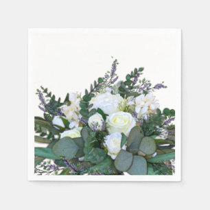 Lavender Eucalyptus white roses greenery     Napkin