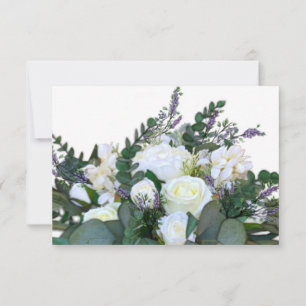 Lavender Eucalyptus white roses greenery RSVP Card