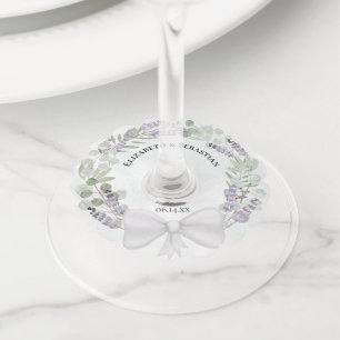 Lavender & Eucalyptus Wreath Rustic Boho Wedding Wine Glass Tag