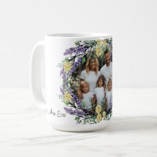 Lavender eucalyptus yellow rose personalized photo coffee mug