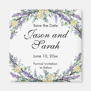 Lavender eucalyptus yellow roses magnet