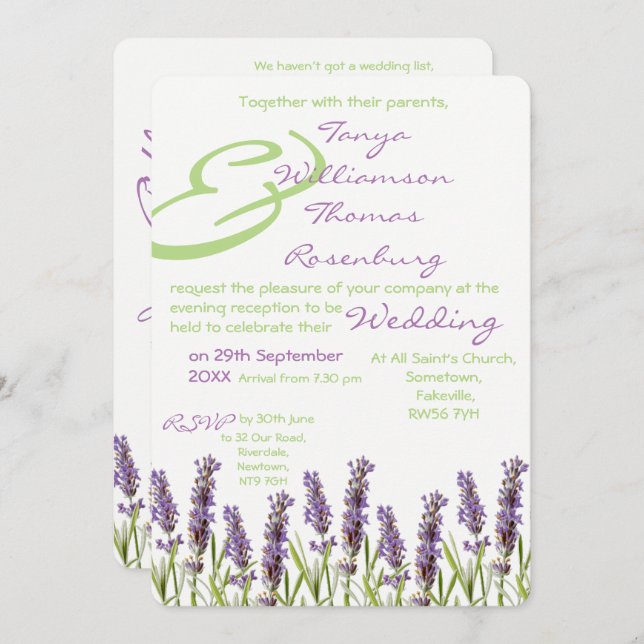 Lavender Evening Invitation (Front/Back)