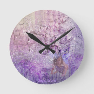 Lavender Fairy Round Clock