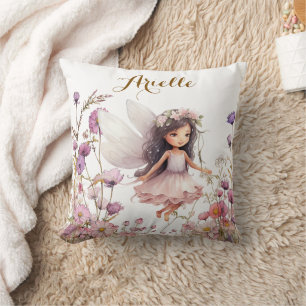 Lavender fairy wildflower pixie birthday gift cushion