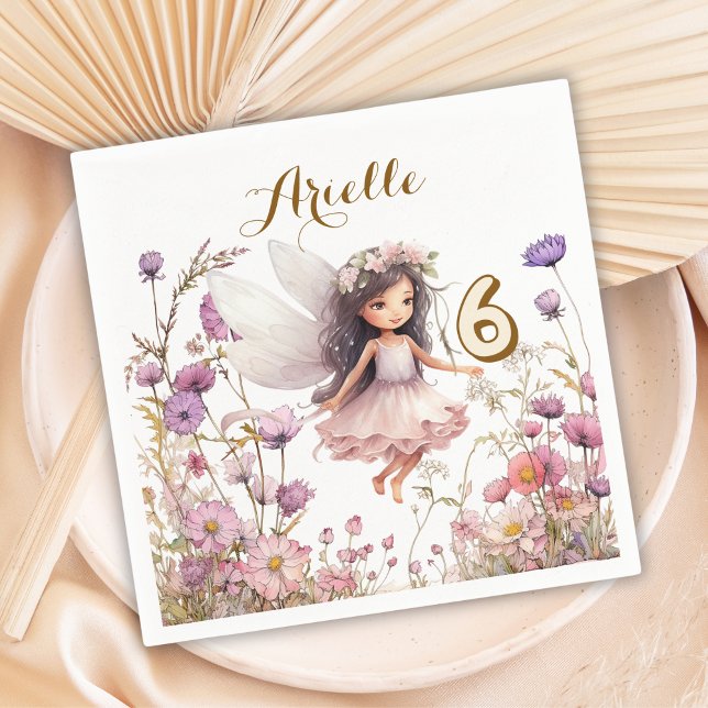 Lavender Fairy wildflower pixie birthday Napkin (Creator Uploaded)
