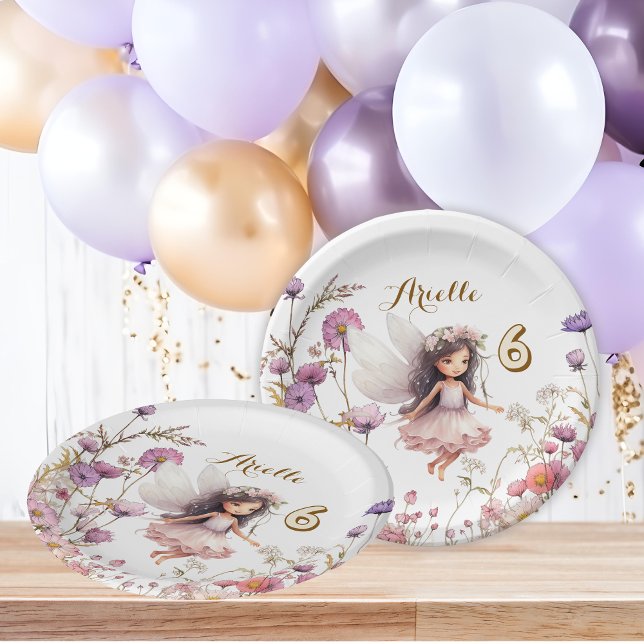 Lavender Fairy wildflower pixie birthday Paper Plate (Creator Uploaded)