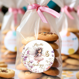 Lavender Fairy wildflower thank you  Classic Round Sticker